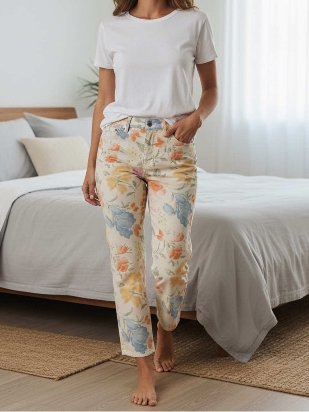 Lauren Ralph Lauren Pastel Floral Straight Ankle Jeans 10P